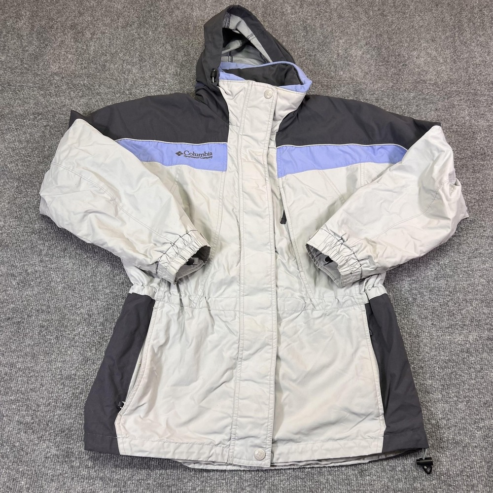 Columbia Parka Jacket Womens Medium Gray Hooded Interchange Zip Pockets Warm